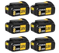 6 PCS 8.0Ah Lithium Batteries Replacement for Dewalt 18V Battery Compatible with Dewalt DCB184 DCB200 DCB1820 DCB181 DCB182 DCB201 DCB200-2 with LED Indicator（6 Packs-8.0Ah）