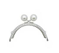6 Pcs 8.5cm Color Beads Purse Frame Handle for Clutch Bag Handbag Accessories Making Kiss Clasp Lock for DIY Bag(10.5cm-Peal)
