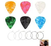 6 PCS 9-42 Electric Guitar Strings Super Slinky with 6 Pcs Guitar Picks Plectrums, Guitar Strings High Carbon Steel, Bright Tone, Suitable for Rock, Blues, Pop, Jazz, and All Musical Styles
