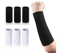 6 Pcs 9 Inch Wristbands Sweatbands Extra Long Wrist Sweatbands Bulk Sweat Bands Wristbands Black and White for Men Women Weight Loss Gymnastics Events Football Workout
