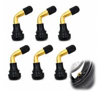 6 Pcs 90 Degree Tubeless Tyre Valve Stems - 54mm Angled Metal Rubber TR412 Style Valve Extension Adaptors for Electric Cars, Motorcycles, Scooters & Battery Vehicles