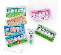 6 pcs /900 Sheets Creative Animal-Shaped Sticky Note Set + 1 Random Panda 4-Color Pen | Cute Mini Sticky Notes for Students & Office Use