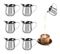 6 PCS 90ml Mini Stainless Steel Milk Jugs for Coffee Creamer Durable Rust Resistant Milk Containers Small Milk Pitchers with Easy Pour Design