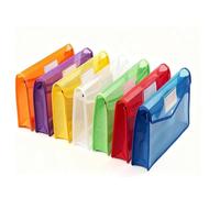 6 Pcs A4 Plastic Wallets, Popper Wallet Plastic Document Folder Expandable Document Wallets Folders with Snap Closure and Card Slot for School Office Home