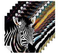 6 PCS Abstract Animal Zebra Cloth Napkins 18.7"x18.7"- Single-Sided Print, Soft & Reusable Napkins for Elegant Dining, Wedding, Party, Restaurant Decor
