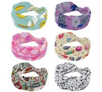 6 PCS Abstract Leaves Pink Wide Headbands for Women Elastic Turban Headband Non Slip Hair Band, Sweat Workout Head Bands Fashion Head Wraps Hair Accessories