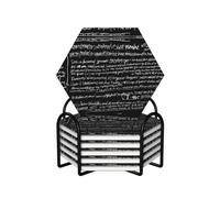 6 Pcs Abstract Science Chemistry Ceramic Coasters With Holder Best Absorbent Drink Coasters Hexagon Ceramic Table Coasters Set Decorative Coffee Cup Beverage Coasters Wine Beer Bar Coasters