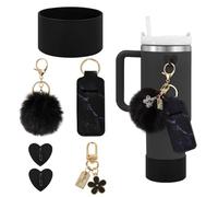 6 PCS Accessories Set for Stanley Cup, Stanley Cup Accessories, Stanley Cup Accessories Straw Cover, for Stanley Cup Boot, Siliocne Straw Covers Cap, Stanley-Charms for Stanley Cup 40oz (Black)