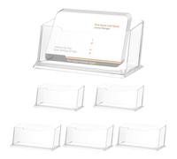 6 Pcs Acrylic Business Card Holders Display, Stable Acrylic Card Holder Stand for Desk, Plastic Desktop Cards Display Stand for Cards Organizer Exhibition Home Office, Fits 40-50 Cardss