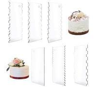 6 Pcs Acrylic Cake Scraper, 9.4 in Clear Cake Smoother Professional A Set DIY Cake Icing Frosting Buttercream Cream Decorating Comb for Pastry Cutter, Easy Cake Decor (6)