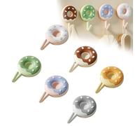 6 Pcs Adhesive Wall Hooks for Hanging - Cute Donut Shaped No Drill Plastic Utility Pegs for Towels Bags Coats, Keys, 4kg Capacity, Heavy Duty Sticky Wall Mount for College Dorm Essentials Room Decor