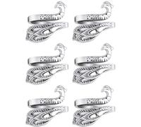6 Pcs Adjustable Knitting Crochet Thimble Crochet Ring Accessories Finger Yarn Guide Knitting Ring，Crochet Tension Ring(Silver)