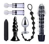 6 PCS Adult Couple Sex Assistance SM Fun Kit Anal Plug Vibrator Combination Kit