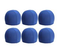 6 Pcs Adult Solid Colour Polyester Swim Cap Elastic Band Blue | Stretchable Design, Waterproof Hair Protection, Unisex Fit, Suitable for Swimming and Shower Use