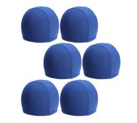 6 Pcs Adult Stretchable Polyester Swim Cap for Hair, Solid Blue | Unisex Fit for Pool Use and Lap Sessions, Reduces Drag, Keeps Hair Contained