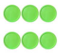 6 Pcs Air Hockey Pucks, Standard 3.2 in Replacement Puck Set, Light Green Color, Smooth Finish with Rounded Edges, Sturdy Plastic for Game Tables