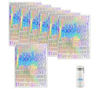 6 Pcs Alphabet Letter Stickers Self Adhesive Laser Silver Number Symbol Sticker Kit A4 Flat Laser Silver Vinyl Name Stickers Stick on Letters and Numbers Sticker for Mailbox Scrapbook