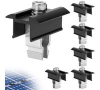 6 Pcs Aluminum Alloy Solar Panel Brackets, Solar Panels Mounting Brackets, Rails for Solar Modules End Centre Clamp, Power Station System Install Accessories for Solar Panel Mounts for 30 mm to 35 mm