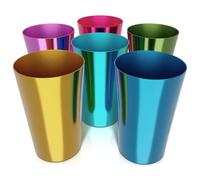 6 Pcs Aluminum Tumblers 15 oz - Lightweight, Durable, and Reusable Metal Cups | Vibrant Festive Colors for Hot and Cold Beverages | Sturdy Anodized Design for Parties and Outdoor Use | Dishwasher Safe