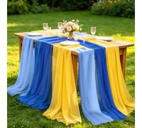 6 Pcs Amalfi Coast Lemon Party Decorations Chiffon Table Runner Cloth Rustic Fabric for Mediterranean Capri Positano Wedding Birthday Bridal Shower Decor
