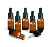 6 Pcs Amber Brown Glass Dropper Bottles 10ml with Black Tamper Resistant Dropper Pipette - Reusable, Refillable, Recyclable, Sustainable Living - Ear Drops, Eye Drops, Sample Vial