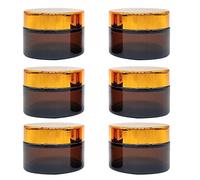 6 Pcs Amber Glass Jars, Refillable Small Glass Jars with Lids, 50ml Travel Pots for Storage Homemade Facial Cream Lotion Ointment