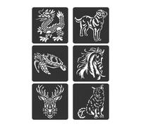 6 Pcs Animal Series Stencils for Painting Hollow Out Zoos Theme Scrapbook Journal Drawing Zoos Theme Drawing Stencil