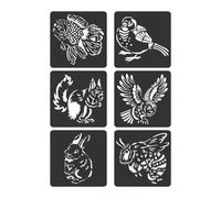 6 Pcs Animal Series Stencils for Painting Hollow Out Zoos Theme Scrapbook Journal Drawing Zoos Theme Drawing Stencil