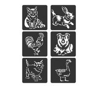 6 Pcs Animal Series Stencils for Painting Hollow Out Zoos Theme Scrapbook Journal Drawing Zoos Theme Drawing Stencil