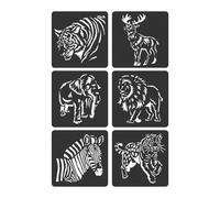 6 Pcs Animal Series Stencils for Painting Hollow Out Zoos Theme Scrapbook Journal Drawing Zoos Theme Drawing Stencil