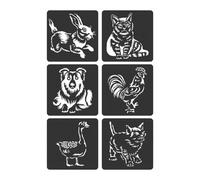 6 Pcs Animal Series Stencils for Painting Hollow Out Zoos Theme Scrapbook Journal Drawing Zoos Theme Drawing Stencil