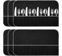 6 Pcs Anti Tarnish Silver Storage Bags Silver Storage Cloth Felt Flatware Organizer Anti Tarnish Protector Bags Place Setting Roll with White Ribbon for Kitchen Cutlery Utensils