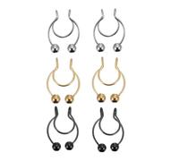 6 Pcs Antler Shape Faux Nose Ring Stainless Steel Non Piercing Clip | Fashionable Gift Set for Travel and Party, Comfortable Wear, Distinctive Look, Kinds of People