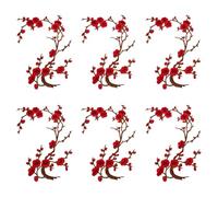 6 PCS Appliques DIY Trim Embroidered Floral Appliques (red)