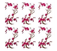 6 PCS Appliques DIY Trim Embroidered Floral Appliques (Rose red)