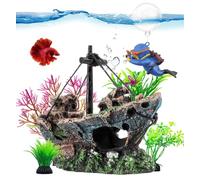 6 Pcs Aquarium Decor Set Shipwreck Decoration Little Diver Floating Fish Tank Decoration Fish Tank Plants