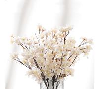 6 Pcs Artificial Cherry Blossom Flower 16 '' Faux Cherry Blossom Decor Silk Cherry Blossom Branches Arrangement for Wedding Home Garden Party Decor,White