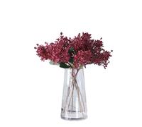 6 pcs Artificial Flower 15”Winter Jasmine,Outdoor No Fade Artificial Flower,Fake Small Wild Flowers for Kitchen Table Centerpiece Vase,Home Greenery Wedding Backdrop Arch Wall (Wine Red)