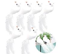 6 pcs Artificial Foam Feather White Birds Decorative Fake Doves Pigeon Bird for DIY Craft Home Ornaments Garden Wedding Décor Artificial Christmas Dove Birds