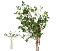 6 Pcs Artificial Plants Green Milan Leaf Branches | 45 in Faux Greenery Stems for Vase, Bendable Branches, Realistic Green Leaves for Home Decor, Indoor Outdoor