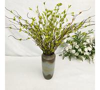 6 Pcs Artificial Pussy Willow Branches for Tall Vase, 44.1 Inch Fake Willow Greenery Stems Faux Twig Plant Spray for Home Centerpiece Decor