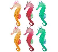 6 Pcs Artificial Seahorse Decoration,WideSmart Glowing Floating Effect Artificial Sea Horse Fish Tank Decoration Glowing Seahorse Decoration Artificial Silicone Seahorse Luminous Aquarium Decorations