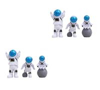 6 Pcs Astronaut Cake Topper Pvc Figurine for Birthday Cake Decoration