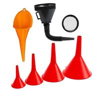 6 Pcs Automotive Funnel Set - Plastic Long Neck, Wide Mouth, Flexible Right Angle Funnels with Detachable Spout and Filter for Water/Gasoline/Coolant/Engine Oil