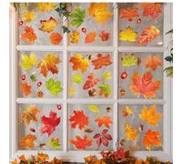 6 PCS Autumn Window Stickers,Pumpkin Window Stickers Autumn Decorations,Fall Maple Halloween Window Sticker Thanksgiving Decorations for Home Glass
