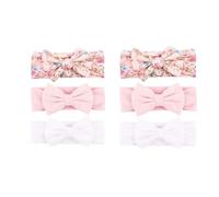 6 PCS Baby Headband ,Cotton Elastic Newborn Hair Band Bow-knot, Pink Knot Headbands, Print Soft Flexibility Nylon Hair Bands for Photography Props Hair Accessories