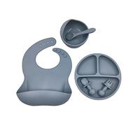 6 Pcs Baby Silicone Bib Divided Dinner Plate Suction Bowl Spoon Fork Set Utensil Baby Bibs for Eating Waterproof