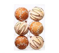 6 Pcs Baking Christmas Ball Ornaments, 80mm/3.14'' Jumbo Chocolate Gingerbread Man Xmas Balls, Plastic Shatterproof Christmas Tree Hanging Decorations, for Home Indoor Holiday Candy Themed Party Decor