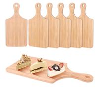 6 Pcs Bamboo Chopping Board 11x5 Inch Thicken Bamboo Cutting Board Bulk Wood Serving Charcuterie Board with Handle Dinner Plate Tray Kitchen Chopping Board for Meat Bread Vegetables Fruits Food (6)