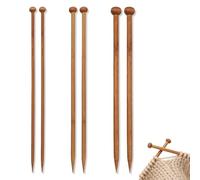 6 Pcs Bamboo Knitting Needles Set,6mm/8mm/10mm*25cm Knitting Needles UK Different Sizes Single Pointed Long Wooden Pins Knitters Needle Set,for Adult Hands DIY Handmade Wool Sweater Scarf Beginner